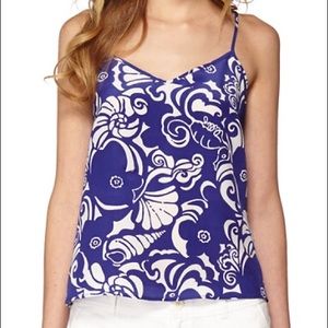Lilly Pulitzer Blue and White Dusk Racer back top